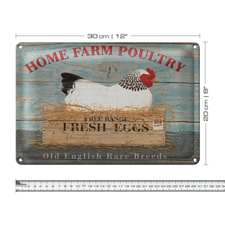 Blechschild Spruch 30x20cm Home farm poultry fresh eggs