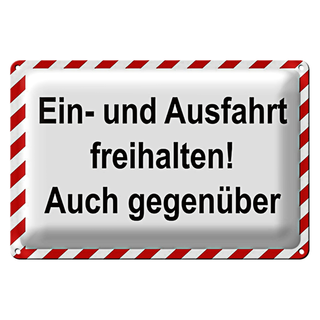 Blechschild Parken 30x20cm Ein-und Ausfahrt freihalten