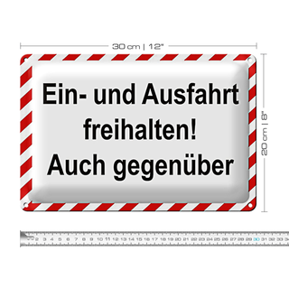 Blechschild Parken 30x20cm Ein-und Ausfahrt freihalten