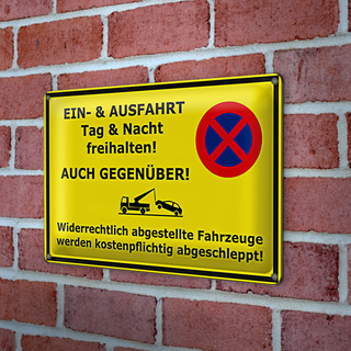 Blechschild Parken 30x20cm Ein- Ausfahrt Tag Nacht frei
