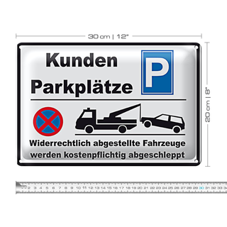 Blechschild Parken 30x20cm Parkplatz Kunden widerrechtlich