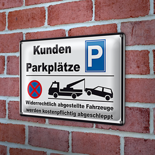 Blechschild Parken 30x20cm Parkplatz Kunden widerrechtlich