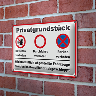 Blechschild Parken 30x20cm Privatgrundstück betreten Verbot