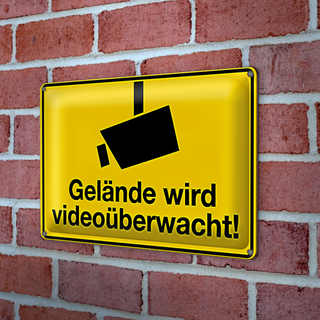 Blechschild Spruch 30x20cm Gelände wird videoüberwacht