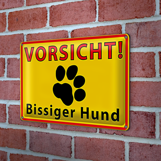 Blechschild Tiere 30x20cm Vorsicht bissiger Hund