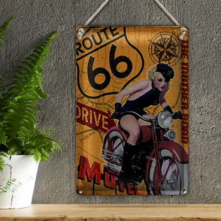 Blechschild Pin Up 20x30cm Route 66 the mother road Motel