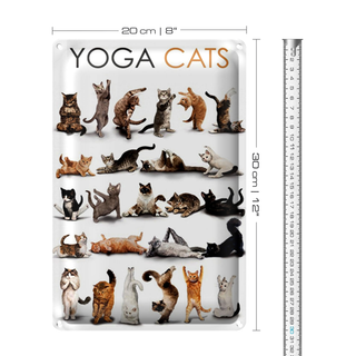 Blechschild Tiere 20x30cm Yoga Cats Katzen