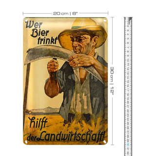 Blechschild Spruch 20x30cm wer Bier trinkt Landwitschaft
