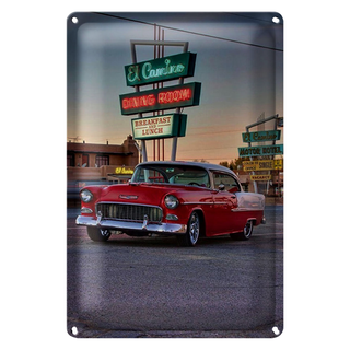 Blechschild Auto 20x30cm Oldtimer El Camino breakfast lunch