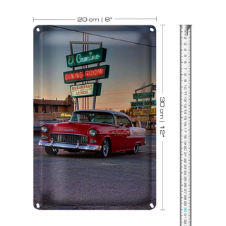 Blechschild Auto 20x30cm Oldtimer El Camino breakfast lunch