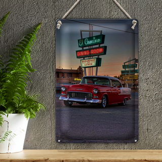 Blechschild Auto 20x30cm Oldtimer El Camino breakfast lunch