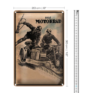 Blechschild Retro 20x30cm das Motorrad Soldaten