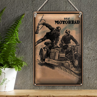 Blechschild Retro 20x30cm das Motorrad Soldaten