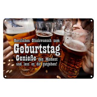 Blechschild Spruch 30x20cm Glückwunsch zum Geburtstag Bier