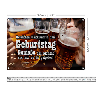 Blechschild Spruch 30x20cm Glückwunsch zum Geburtstag Bier