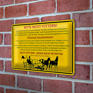 Blechschild Tiere 30x20cm bitte nicht füttern Pferde Weide