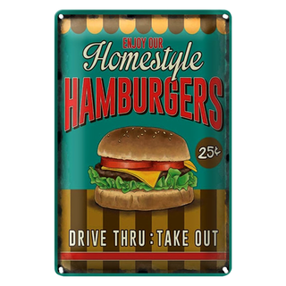 Blechschild Essen 20x30cm Hamburges enjoy our Homestyle