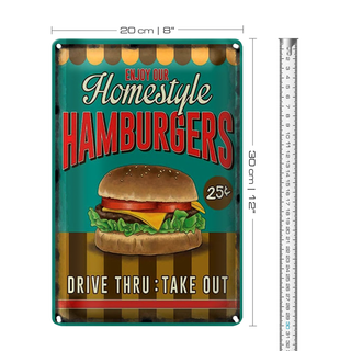 Blechschild Essen 20x30cm Hamburges enjoy our Homestyle