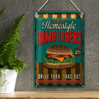 Blechschild Essen 20x30cm Hamburges enjoy our Homestyle