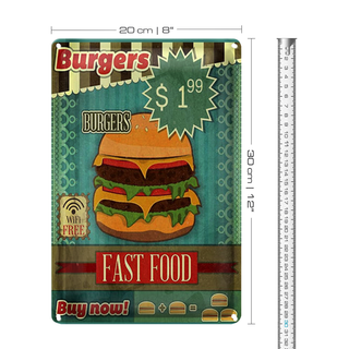 Blechschild Essen 20x30cm fast food Burgers buy now wifi