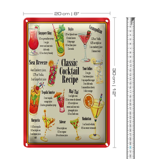 Blechschild 20x30cm Classic Cocktail Recipe Rezepte