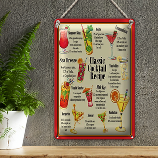 Blechschild 20x30cm Classic Cocktail Recipe Rezepte
