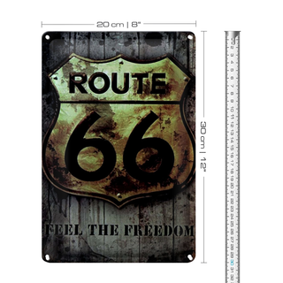 Blechschild Retro 20x30cm route 66 feel the freedom