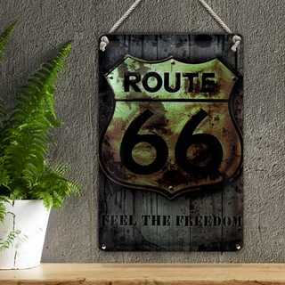 Blechschild Retro 20x30cm route 66 feel the freedom