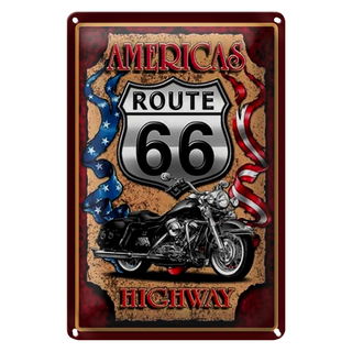 Blechschild Motorrad 20x30cm Americas Route 66 highway