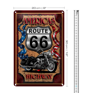 Blechschild Motorrad 20x30cm Americas Route 66 highway