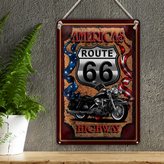 Blechschild Motorrad 20x30cm Americas Route 66 highway