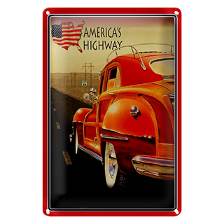 Blechschild Auto 20x30cm Oldtimer america´s highway USA