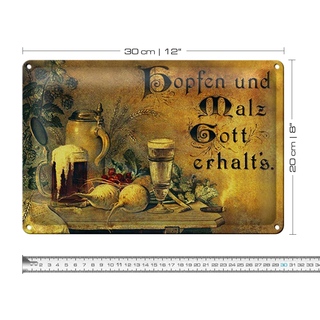 Blechschild Spruch 30x20cm Hopfen und Malz Gott erhalt´s