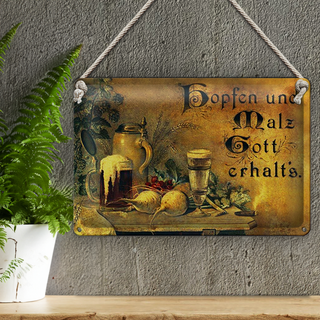 Blechschild Spruch 30x20cm Hopfen und Malz Gott erhalt´s