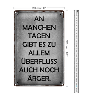 Blechschild Spruch 20x30cm an manchen Tagen gibt es Ärger