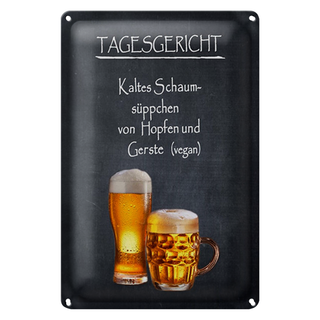 Blechschild Bier 20x30cm Tagesgericht Schaum-Süppchen kalt
