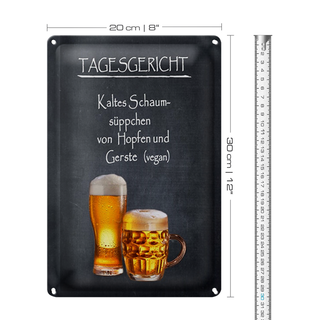 Blechschild Bier 20x30cm Tagesgericht Schaum-Süppchen kalt