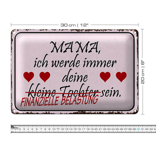 Blechschild Spruch 30x20cm Mama deine Tochter Herzen