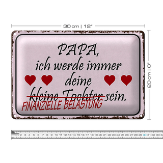 Blechschild Spruch 30x20cm Papa deine Tochter Herzen