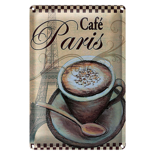 Blechschild Paris 20x30cm Eiffelturm Kaffee Tasse Cafe