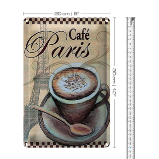 Blechschild Paris 20x30cm Eiffelturm Kaffee Tasse Cafe