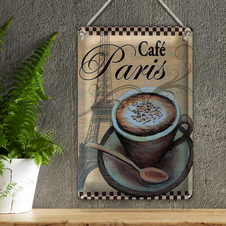 Blechschild Paris 20x30cm Eiffelturm Kaffee Tasse Cafe