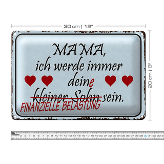 Blechschild Spruch 30x20cm Mama ich werde dein kleiner Sohn