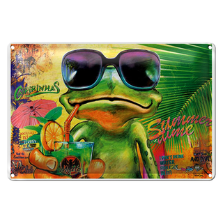 Blechschild Frosch 30x20cm Cocktail Mojito Summer Strand