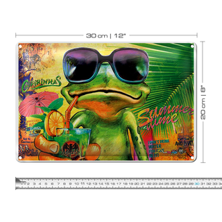 Blechschild Frosch 30x20cm Cocktail Mojito Summer Strand