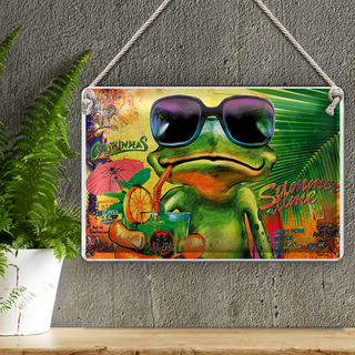 Blechschild Frosch 30x20cm Cocktail Mojito Summer Strand