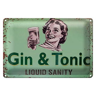 Blechschild 30x20cm Gin & Tonic liauid sanity