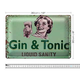 Blechschild 30x20cm Gin & Tonic liauid sanity