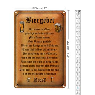 Blechschild Bier 20x30cm Biergebet unser im Glase Prost