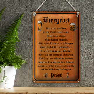 Blechschild Bier 20x30cm Biergebet unser im Glase Prost